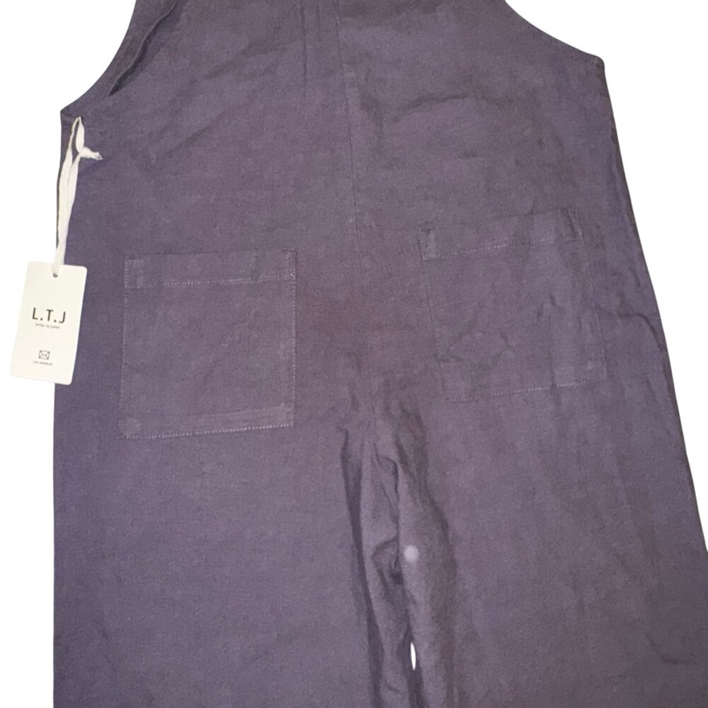 NWT L.T.J. Letter to Juliet Purple Gray Linen Blend Overalls Size Small - Picture 8 of 9